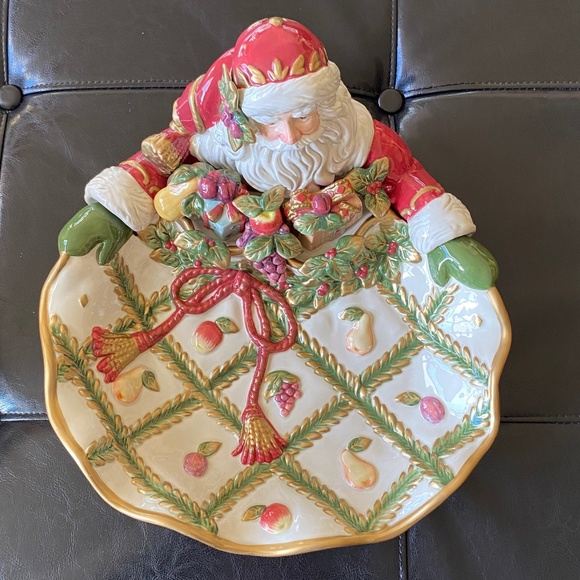 Fitz and Floyd Renaissance Santa Server Bowl Tray - Picture 2 of 8